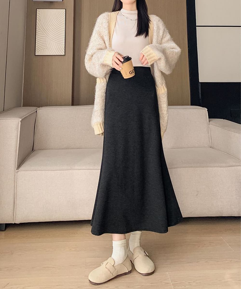 マキシ丈フレアスカート 美脚効果 ロング丈レディース