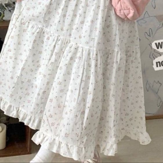小花柄ティアードフレアスカート