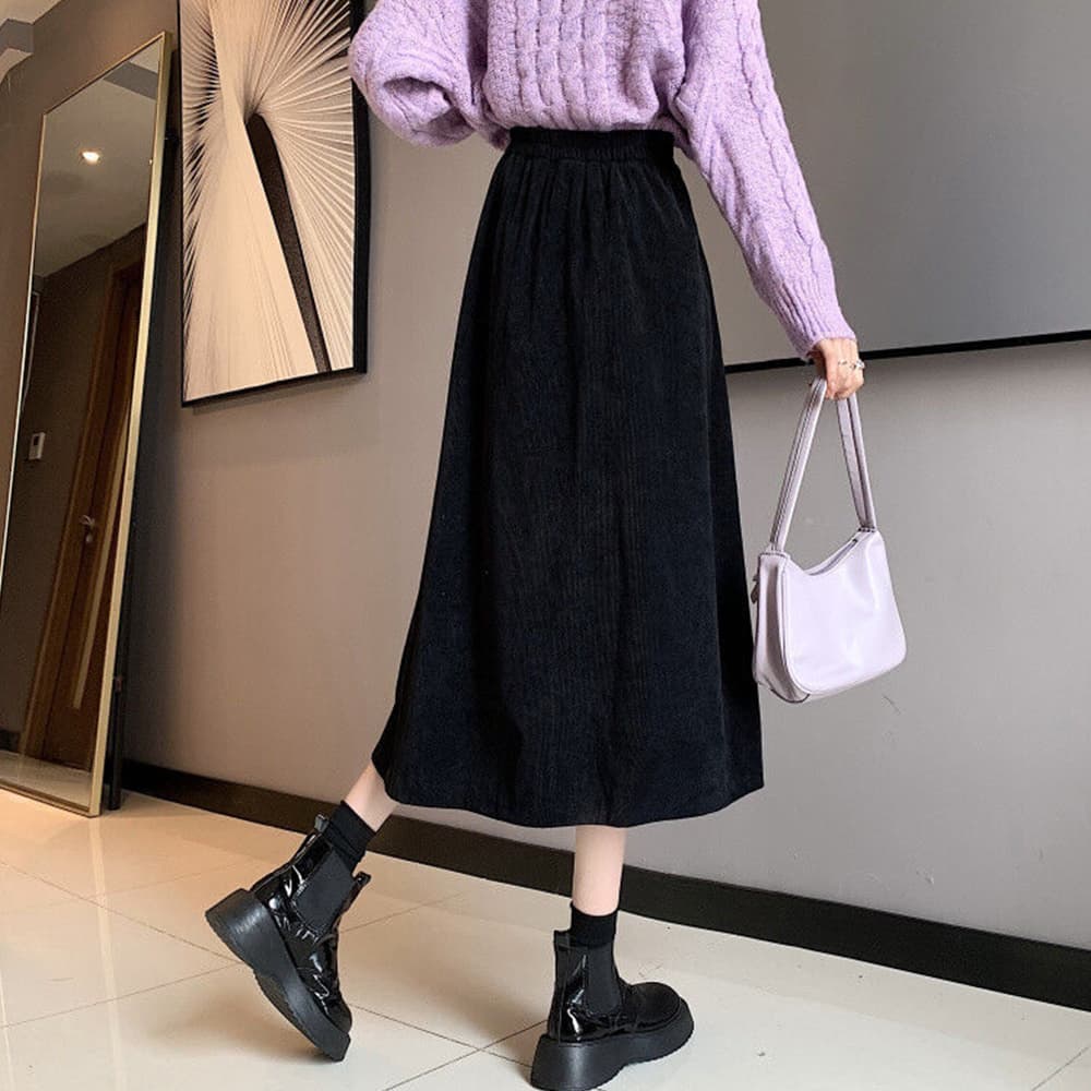 コーデュロイミドル丈フレアスカート