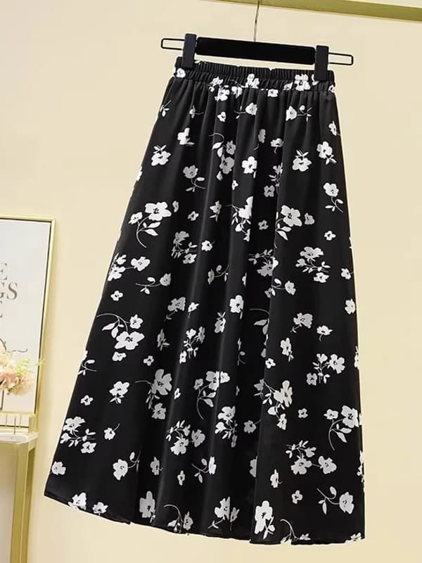 花柄ハイウエストフレアスカート