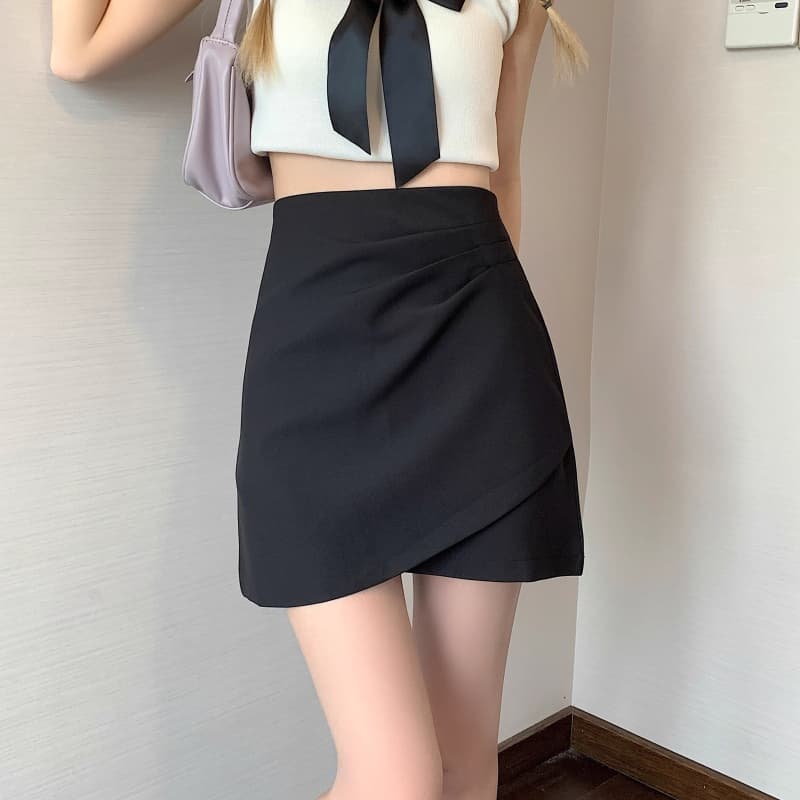 フレアスカート 不規則デザインスリットタイトスカート