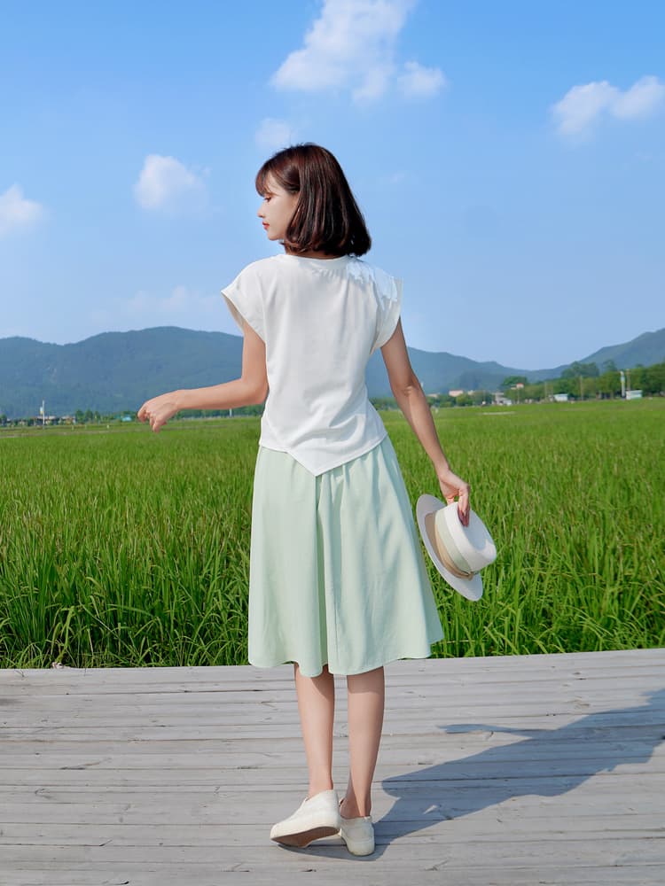 ベルト付き高見えフレアスカート