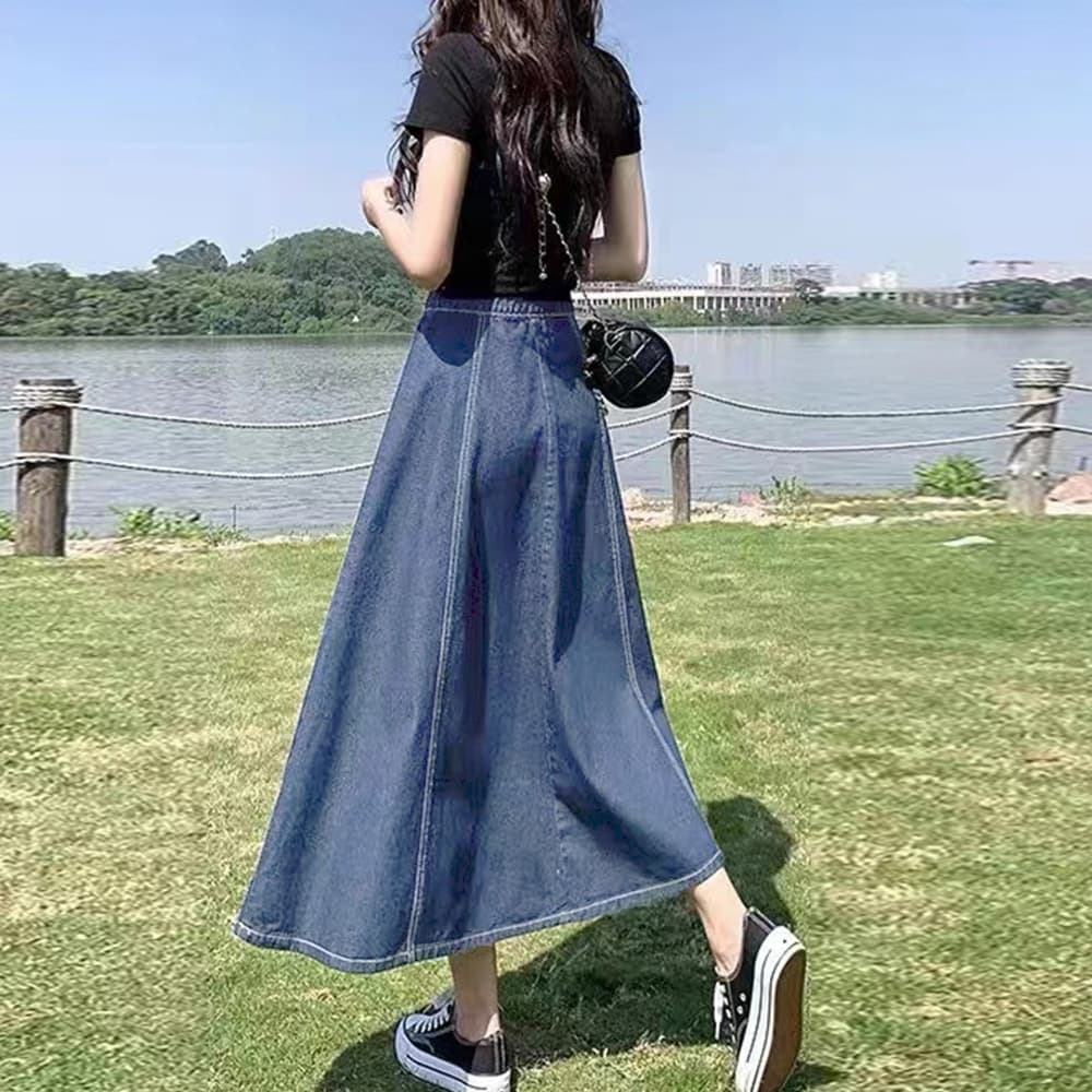 デニムフレアスカート ミドル丈 Aライン