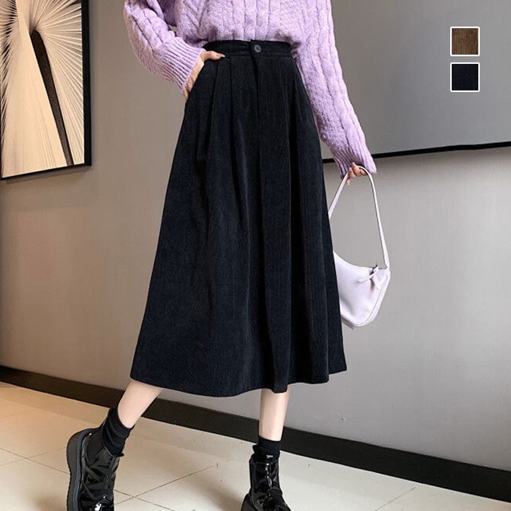 コーデュロイミドル丈フレアスカート