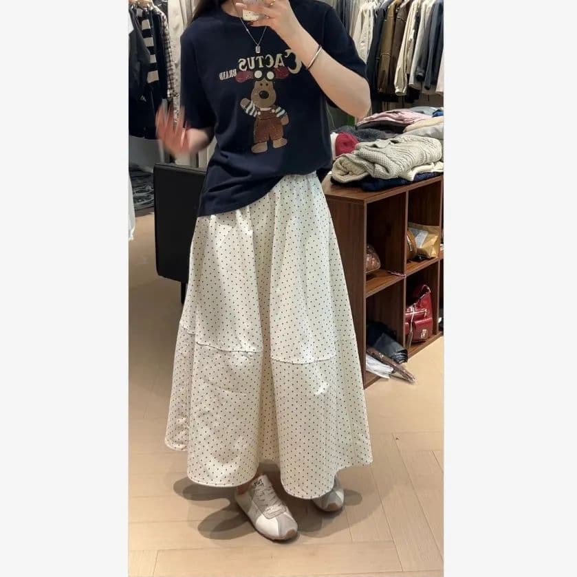 ハイウエスト水玉フレアスカート