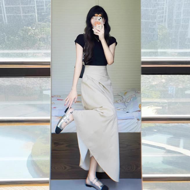 フレアスカート レディース 着痩せ マキシ・ロング丈スカート 春夏秋対応 送料無料